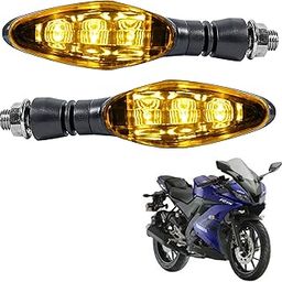 Miwings Universal Motorcycle Bright LED Amber Turn Signal Light Indicator Brake Lamps For Yamaha YZF R15 V3 (2.Pcs Amber Color Indicator)-10