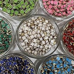 Unikart Colourful Kundan Beads Square Shape 4x4mm for Jewellery Making, Earing, Art & Craft Pack of 700 Pieces with Fabric Glue & Storage Box-16