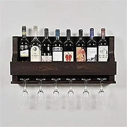 Wooden Wall Hanging Design Bar | Bar Cabinets for Home | Mini Bar for Home | Solid Wood Make Wine Storage Cabinet with Glass Hanging Space-Walnut Finish-30