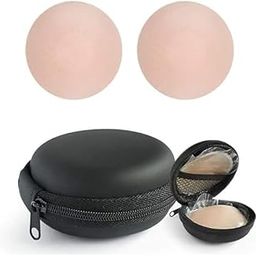 Reusable Nipple Covers with Case Comfortable & Natural Invisible Self Adhesive Washable Silicone Pasties for Women Comfortable Invisible Reusable No Show Bra (Pack of 2)(Skin Color)-image-57
