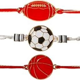Kizzi Boys Rakhi Combo – Football Basketball & Rugby Design | Sports Theme Rakhi For Kids & Teen-image-11