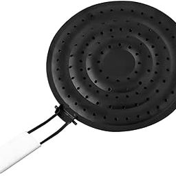 Kruvad Stainless Steel Round Foldable Handle Hot Roaster Black Flame Guard Simmer BBQ Grill Induction Base Heat Diffuser Reducer Plate Gas Grill Stove Counter Top Toaster [ Black 36 x 20.5x1.5 CM ]-1