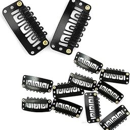 TEMPERIA Hair Extension Clips For Women & Men (12 Pcs) - Hair Patch Clip - Hair Attached Snap Wig Clips (Black) (3.4 cm)-18