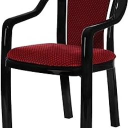Supreme Ornate Lacquered Finish Plastic Chairs with Cushion (Red/Black, Set of 1)-image-71