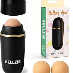 Sellzie Oil-Absorbing Volcanic Roller with 2 Free Refill Stones | Reusable Mattifying Tool for Oily Skin, Removes Excess Shine & Controls Oil (BLACK, 1, count)-93