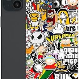AtOdds - Compatible for iPhone 15 Plus - Mobile Back Skin Sticker - Lamination - Back Screen Guard Protector Film Wrap (Coverage - Back+Camera+Sides) (Design - Sticker Bomb)-picture-12