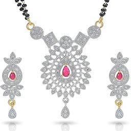 Gold Plated AD Mangalutra & Earrings Set For Women-image-24