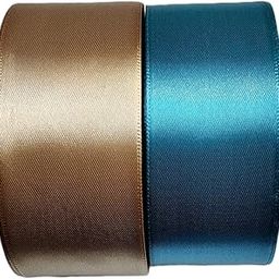 Finesse Satin Ribbon Decoration, Gift Wrapping, Multi-Purpose Use (Gold and Copper Sulphate Blue, Size : 1.5 Inch, Packing : 22 Mtrs/Roll) Pack of 2-image-30