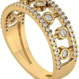 Gold Plated Pure 925 Sterling Silver Band Ring | Diamond Ring for Women and Girls | Model RSY01822-image-56