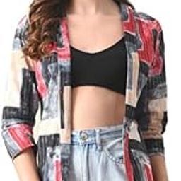 Women's Multicolor Casual Cotton Printed 3/4 Sleeve Front Open Shrug-12