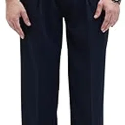 snitch Men Trousers | Relaxed Fit Mid Rise Wide-Leg | Smooth Polyester Blend Fabric with Button Closure | Ideal for Casual & College Wear |Navy Blue, 32-picture-6