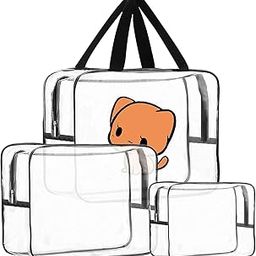 Set Of 3 Clear PVC Multipurpose Vanity Pouch And Wash Bag For Holding Travel Cosmetics Or Toiletries, Water Resistant, Stylish, Durable, Trendy - Transparent (28.5 X 21.5 X 10 Cm)-10