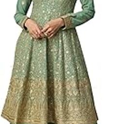 Women's Green Georgette Stitched Top with Bottom and Dupatta Full Sleeve Embroidered Kurta Palazzo Set (MER-1256-image-56