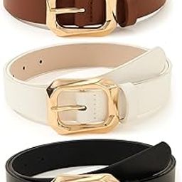 Leather Belts For Women And Girls 3 Pcs Combo Stylish Waist Belt For Dresses Jeans (16068Lb), Multicolour-87