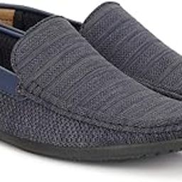 Men Blue Textured Loafers-image-1