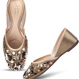 Stylish Embroidered Jutti For Women/Girls | Embellished Stone Work Jutti | Wedding Bellies | Women Ethnic Shoe Traditional Mojari | Kolhapuri/Jaipuri/Punjabi Jutties |-picture-10