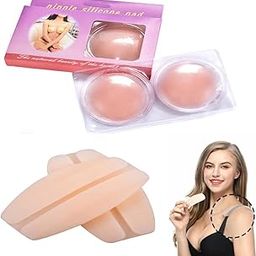 Women Silicone Shoulder Pads Silicone Push Up Bra Pads Silicone Peel and Stick Bra Pads (Beige Pack of 2)-image-36