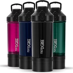 720°DGREE plastic Premium Protein Fitness Shaker With Powder Compartment - Leak-Proof, Bpa-Free, Mixing Cup For Creamy Protein Shakes, Gym, Workout, Nutrition|550ml, Onyx Black-image-41