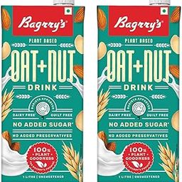 Bagrrys Plant Based Oat + Nut Drinks,Creamy Classic, Unsweetned| Vegan | Dairy Free | Gluten Free | No Added Sugar | No Preservatives 1000ml (Pack of 2)-14