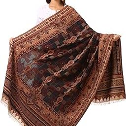 Womens Kullu Jamawar Shawl, Faux Wool, Woven Jacquard Design with Kullu Weaving Design, Soft and Warm Faux Wool-image-23