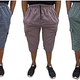 Men's Capri Cotton Chekerd Combo Pack of 3-picture-12