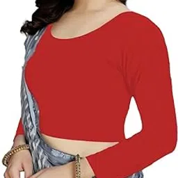 the blazze Women's Cotton Comfy Stretchable Scoop Neck Full | Long Sleeve Readymade Saree Choli Black Blouses for Women L684-picture-45