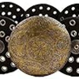 Moroccan Wide Disc Black Belt | Boho Disk Concho Leather Belts | Western Waist Belt for Dress | Metal Buckle Vintage Belt for Women Dress | Jeans-image-68