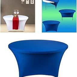 MERISHOPP Round Tablecloth Fitted Stretch Elastic Table Cover for Party Blue 152x75cm-image-7