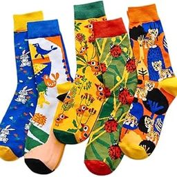5 Pairs of Cotton Men's and Women's Printed Funny Socks - Unisex Mid Crew Length, Odour Free, Breathable (Colors and designs as per availibility)-image-66