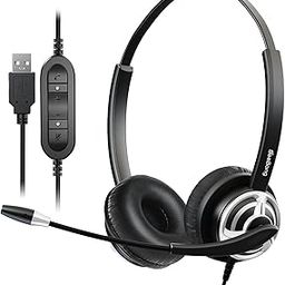 Beebang USB Headset with Noise Cancelling Microphone PC Headphone with Mic Mute Volume Control Call Button for Office Call Center Skype Chat Drangon Voice Recognition Speech Dictation-17