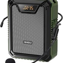 SHIDU M808 Portable Voice Amplifier with Wired Mic IPX5 Waterproof 18W Loud Speaker 2500mAh Rechargeable Battery PA Systems Speaker Bluetooth Function for Teachers,Classroom, Meeting, Outdoors|Green-30