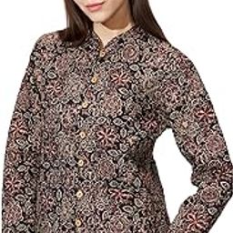 Women Cotton Mandarin Neck Mandarin Collar Long Sleeves Ethnic Floral Print Relaxed Fit Quilted Reversible Winter Shrug-image-2
