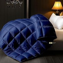 Day Care® Luxurious 200 GSM Silk Satin All Season Comforter for Single Bed (90x60 Inches) | Romantic Night - Gift for Woman & Couples Home Furnishing | Date Night Collection | Navy Blue-image-40