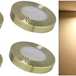 Mufasa 3 Watts Antique Brass Finish 6cm Led Surface Panel, Cabinet, Wardrobe Light, Slim Round Style Flush Mount Ceiling Lamp, Pack of 4 (Warm White,Aluminum)-picture-27
