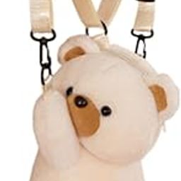 Plush Bear Backpack Lovely Casual With Adjustable Strap Travel Backpack Beige-image-78