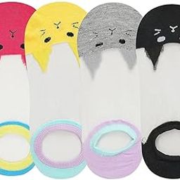 Cute Animal Design Loafer Socks with Anti-Skit Support for Women |Assorted Color Socks|Pack of 4 (Free Size)-image-11