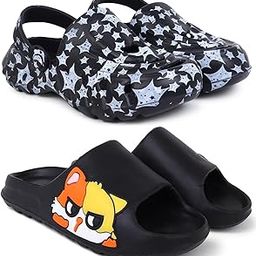 Combo Pack of 2 Slipper/Flip Flops/Slides/Clogs/Sandals with Adjustable Back Strap for Men (Cl-A-Star,YN-11)-image-59