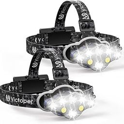 Victoper Rechargeable Headlamp 2 Pack, 8 LED High Lumen Bright Head Lamp with Red Light, Lightweight USB Head Light, 8 Mode Waterproof Head Flashlight for Outdoor Running Hunting Camping Gear, Black-picture-4