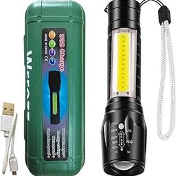 Zoomable Handheld Mini USB Recharge able Led Flashlight Torch,with Side COB Light for Emergency Light-39
