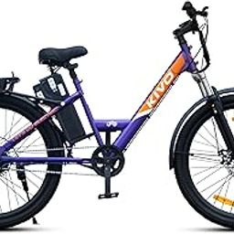 Motovolt Adult Kivo Easy Front Electric Bicycle With Extended Back Carrier 26 Inches Single Speed Lithium-Ion (Li-Ion) Electric Cycle,Purple-3