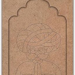 CRAFTEEZY® Rajastani Durbanman Jharokha Premarked MDF Frame for Craft Work Home Room Decor Artistic DIY Work Art Cutout (L x H 21 x 30 Cms)-image-17