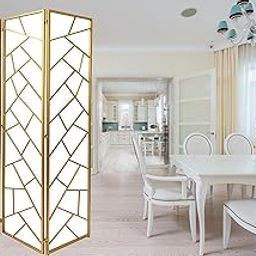 Wooden Partition/Wall Screen/Room Divider/for Living Room Partition/Foldable Partition / 3 Panel/Screen Separator Back Side Acrylic Sheet (Golden)-image-54