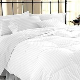 THE BEDTIME STORE Satin Stripes Glace Cotton Plain Duvet Cover II Razai Cover II Quilt Cover for Single Bed Size with Zipper (60x90)-image-15