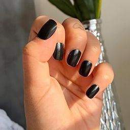 Buddy Jelly Trends Glossy Black Short Square Shape – 24 Pcs Stick On Nails with Adhesive Tabs, Reusable Fake Nails for Women & Girls – No Glue Needed, Easy DIY Manicure Set-19