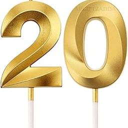 generic AR Giftzadda 20 Number 3D Golden Candle Cake Topper for Birthday/Anniversary Party Celebrations Pack of 1 (20 No. Gold)-picture-16