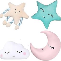 4 Pcs Star Moon Cloud Pillow | Cushion Set for Home Deocre | Kid Room Decore Pillow | Cute Shape Pillow Set | Fur and Velvet Stuff Pillow Set (Pack of 1)-image-27