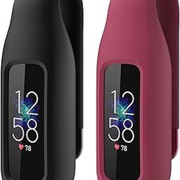 EEweca 2-Pack Clip for Fitbit Luxe, Clip Holder Compatible with Fitbit Luxe, Black + Sangria-14