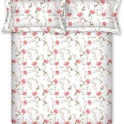 Bombay Dyeing King Size Cotton Bedsheet, 164 TC, Size:274 x 274 cm, Floral Print, Pink 2-image-77