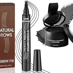 Natural Hair line Powder With Eyebrow Pen Glorial Star Hair Shading Sponge Pen, Hairline Shadow Powder Stick, Eyebrow Microblading Pen Waterproof, Long-Lasting Black Root Long Journey (COMBO)-image-22