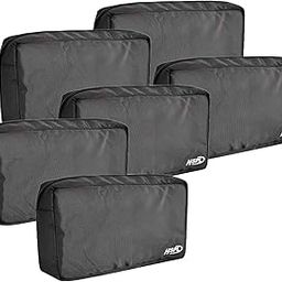 Polyester,PVC Travel Organizer Gadget Case | Electronic Accessories Storage Pouch for Power Adapters, Power Bank, Cables, Dongle, Pen Drives, Laptop Charger Pouch (Black) Pack of 6-20